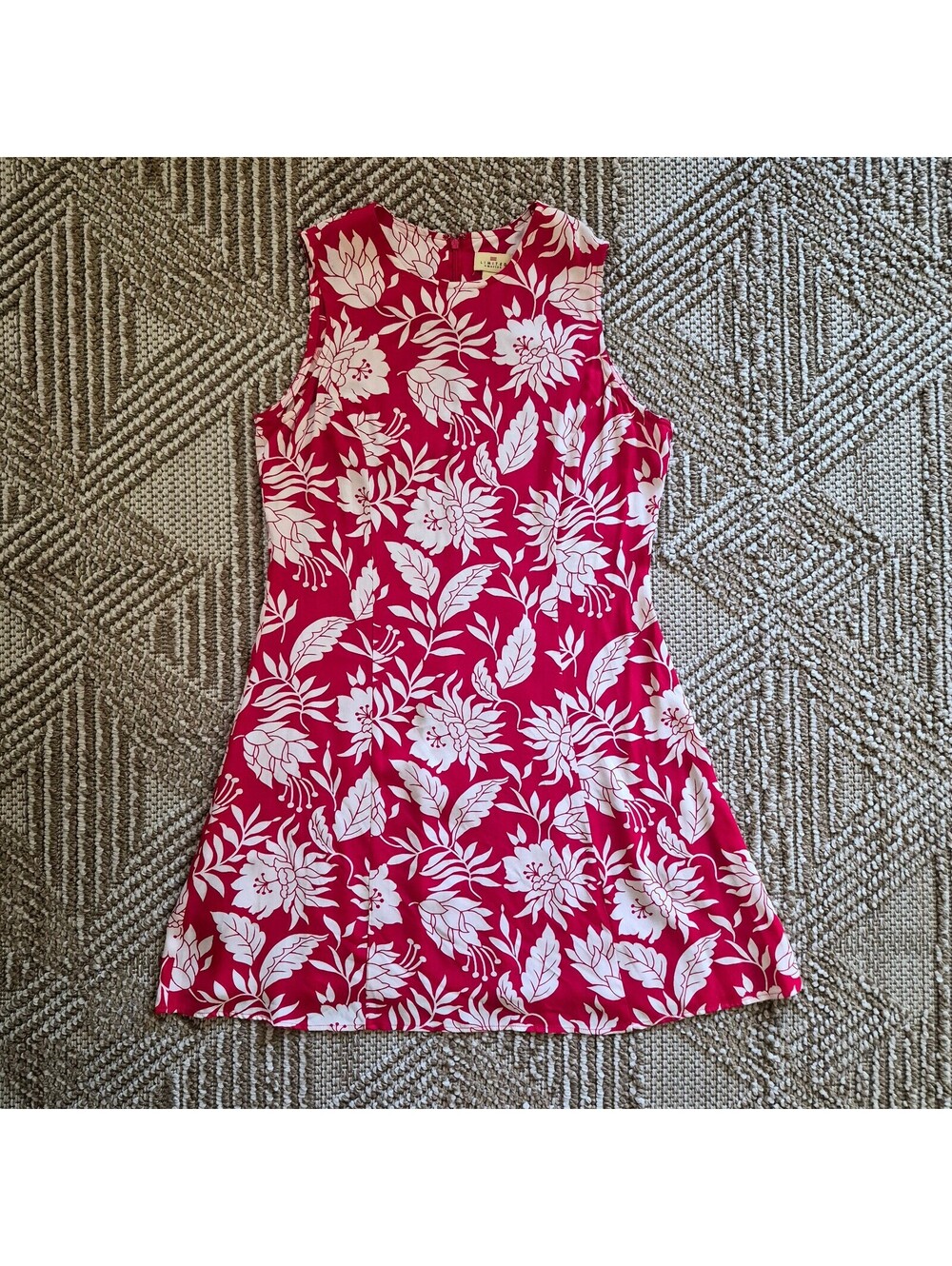 VTG 90's Limited America Red White Floral Rayon Dress Large